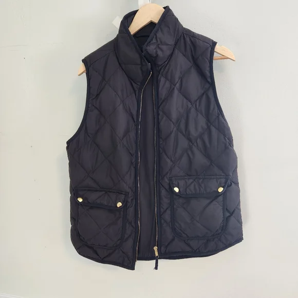 J.Crew Quilted Down Excursion Vest - Black Label Brown Black Puffer - Picture 8 of 14